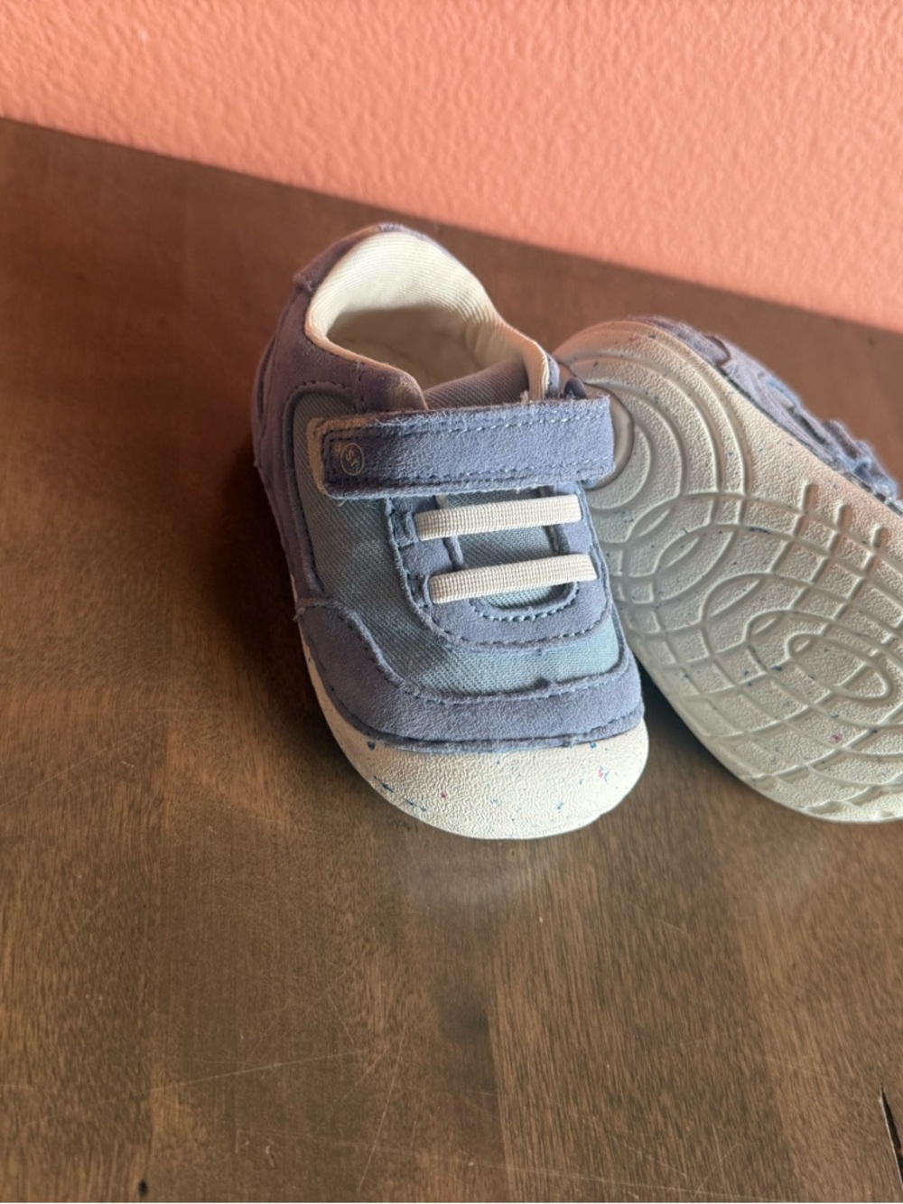 Stride Rite Blue & White Baby Velcro Sneakers